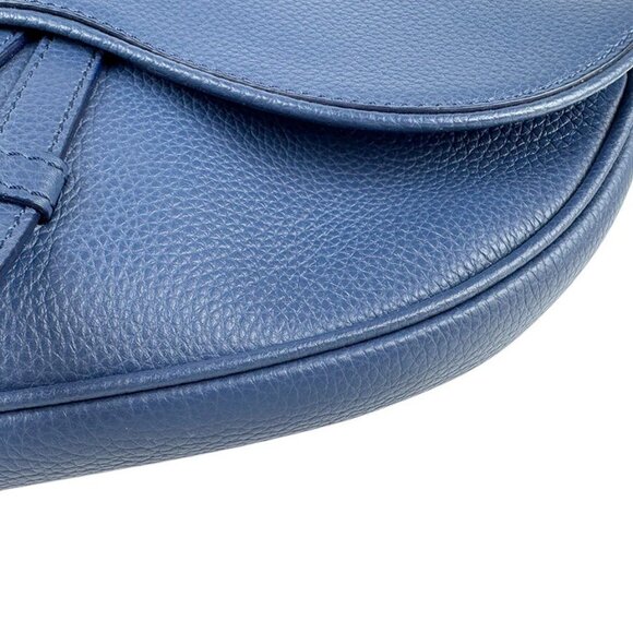 Auth Christian Dior Saddle Shoulder Bag Navy Blue Leather - z3667 - Picture 6 of 13
